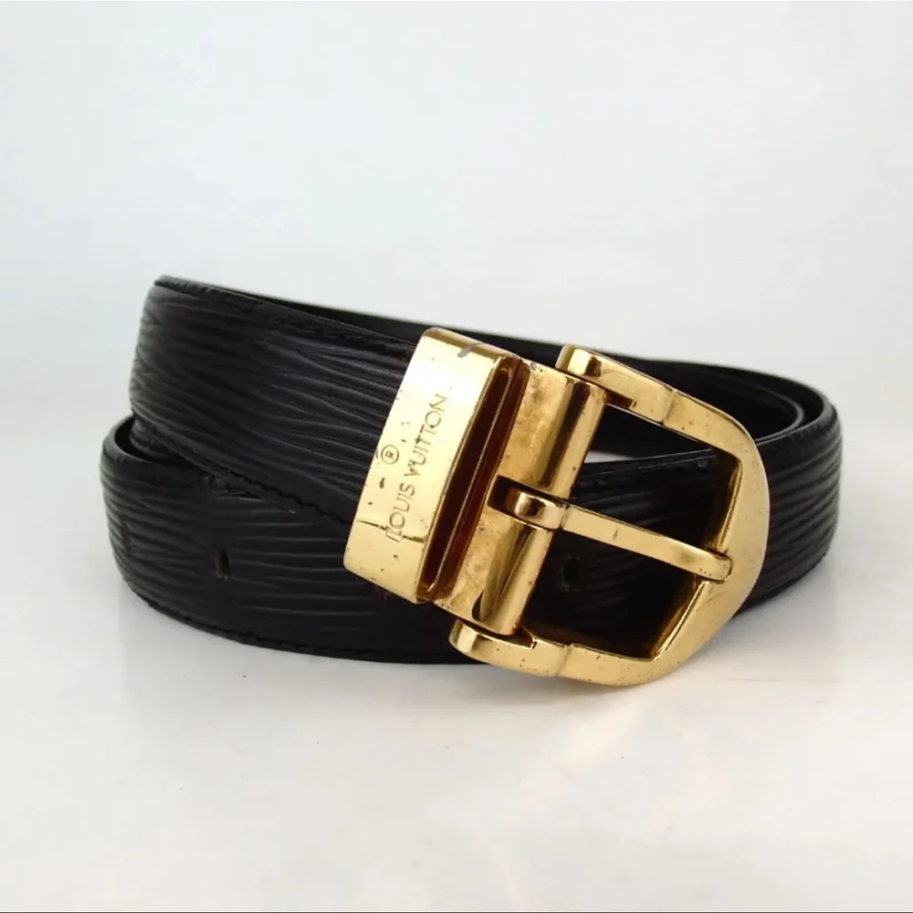 AUTH Authentic LOUIS VUITTON Epi Senture Classic 85/34 Leather Belt